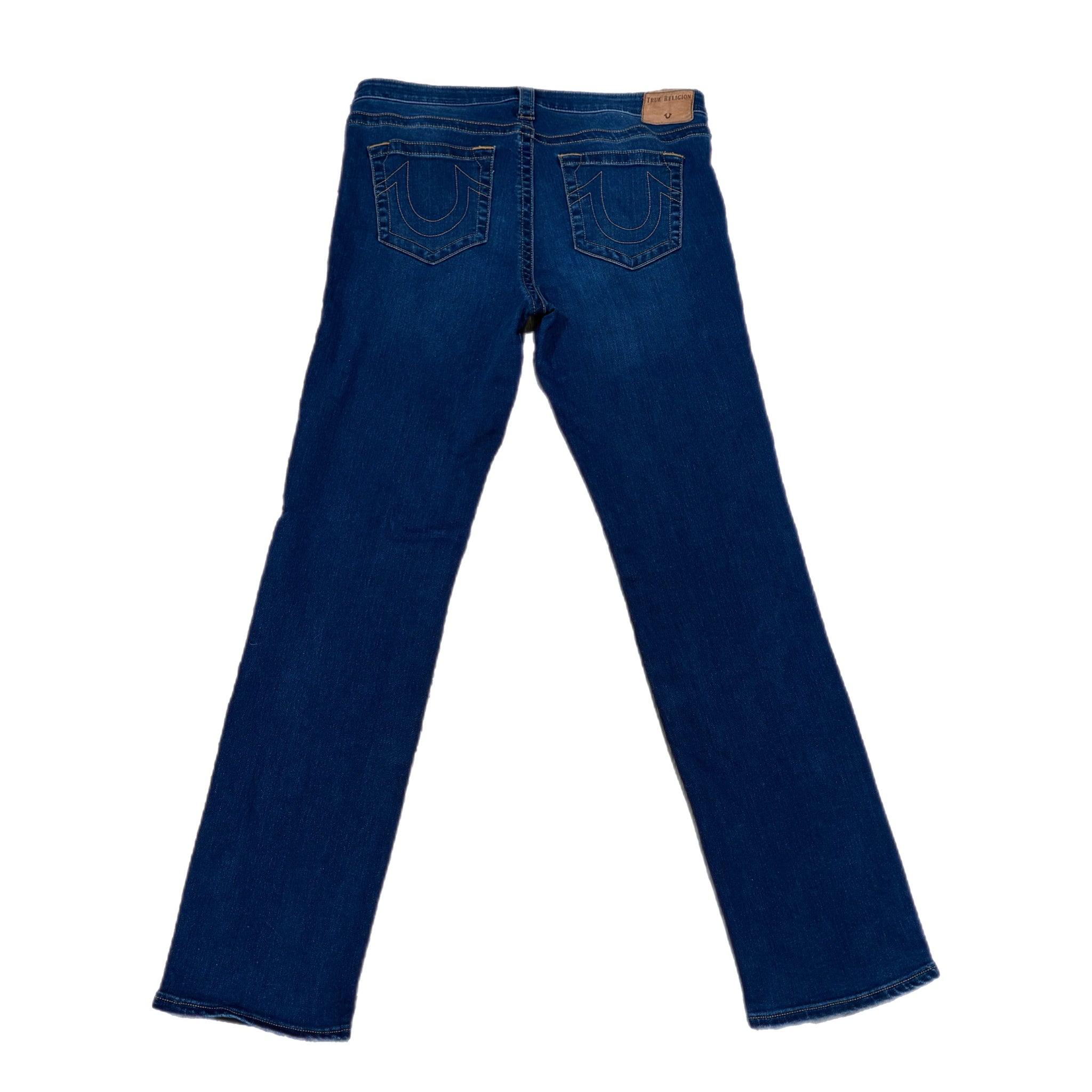 TRUE RELIGION Women’s Billie Straight Jeans Sz 34 Mid Rise 33.5” Inseam Slimming