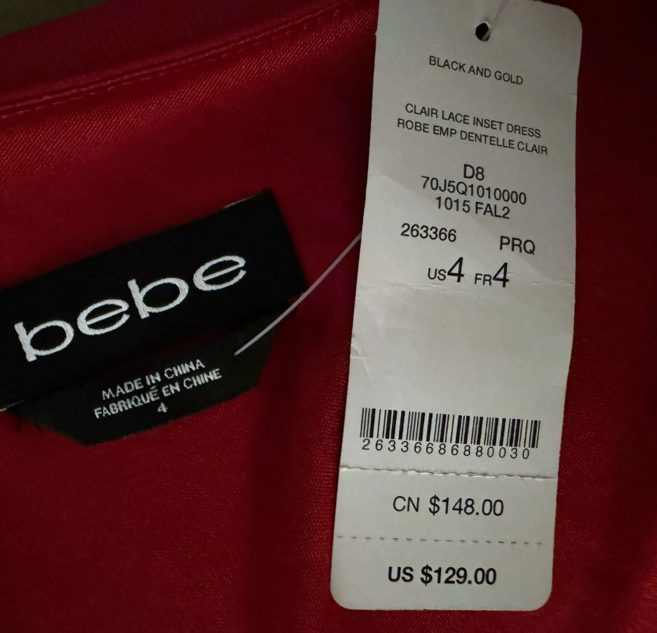 Bebe Womens Raspberry Pink Chiffon Faux Wrap Midi Dress 3/4 Sleeve NWT Sz 4