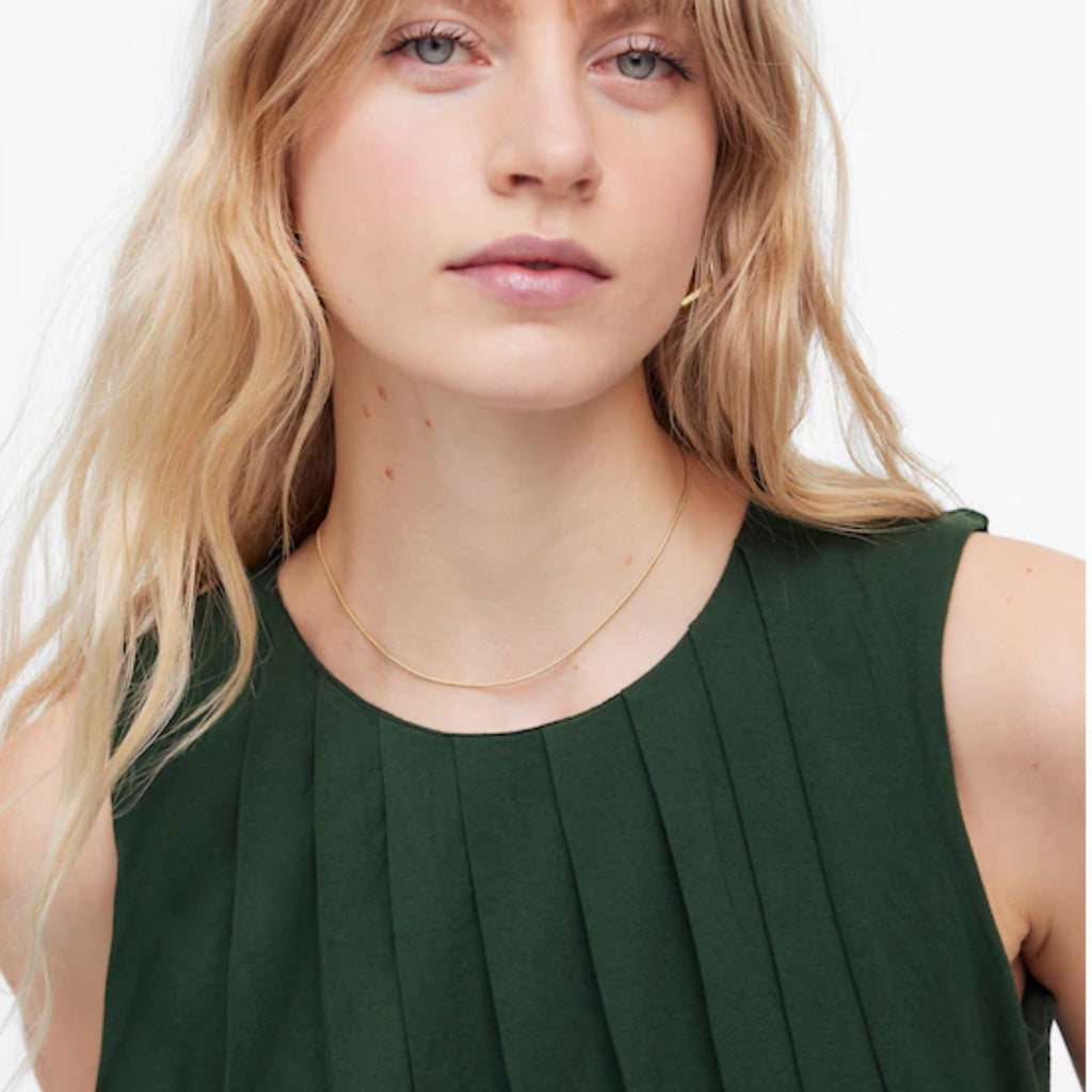 MADEWELL Sleeveless Crewneck Bubble Tank Top Sz XXS (Fits XS) Green Pleated New