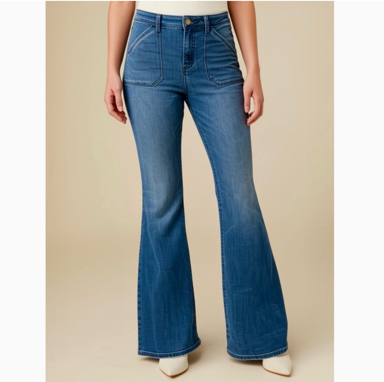 THE LIMITED High Waisted Flare Jeans Shaping Stretch Denim Trouser Womens Sz 12
