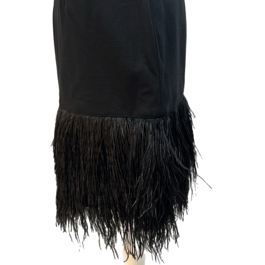 Ann Taylor Skirt Genuine Ostrich Feather Mini Black Ponte Women Sz 4 MSRP $298