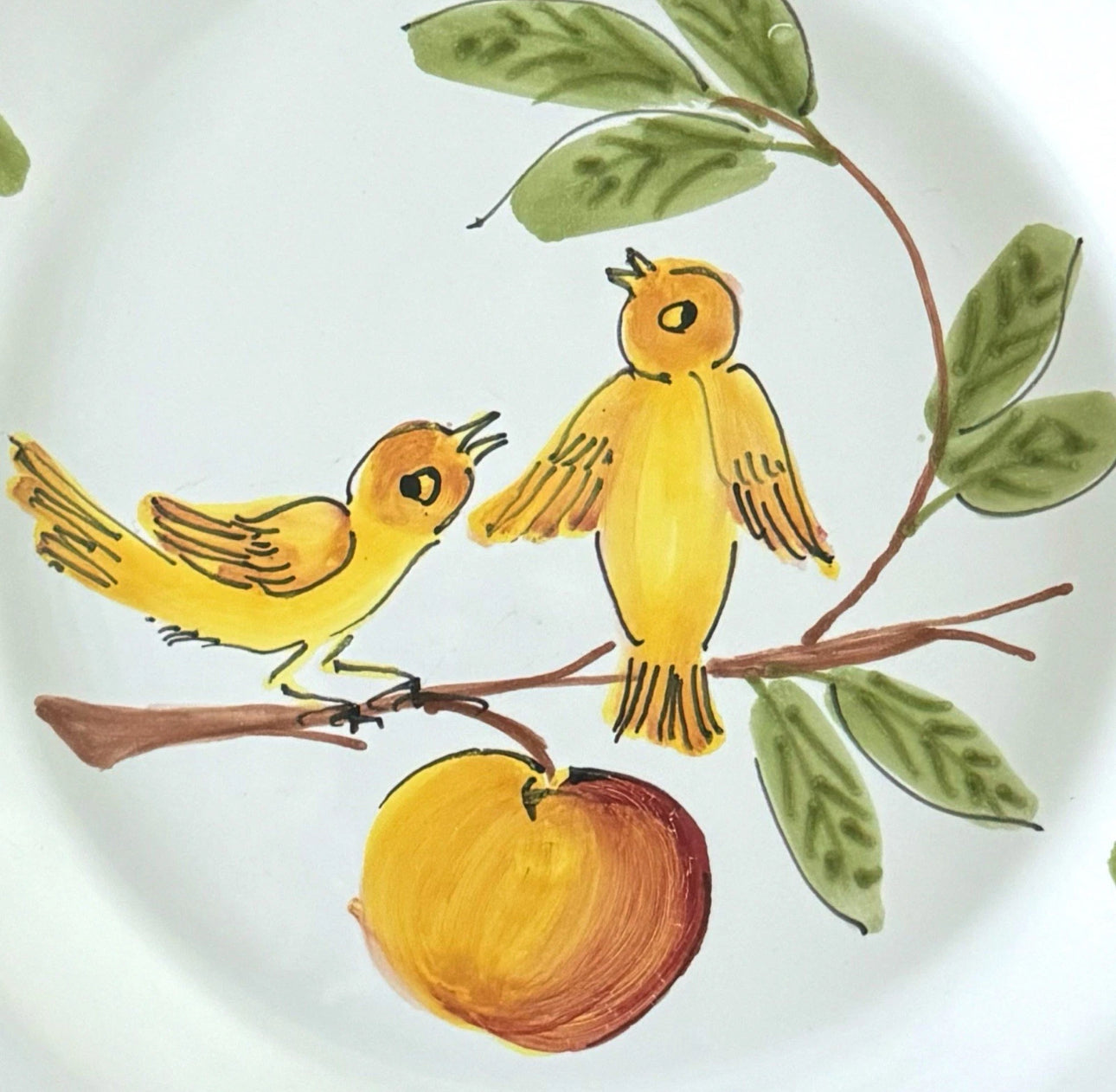 Lillian Vernon Made In Italy Yellow Birds Ceramic Decor Plate Painted Italian 9”