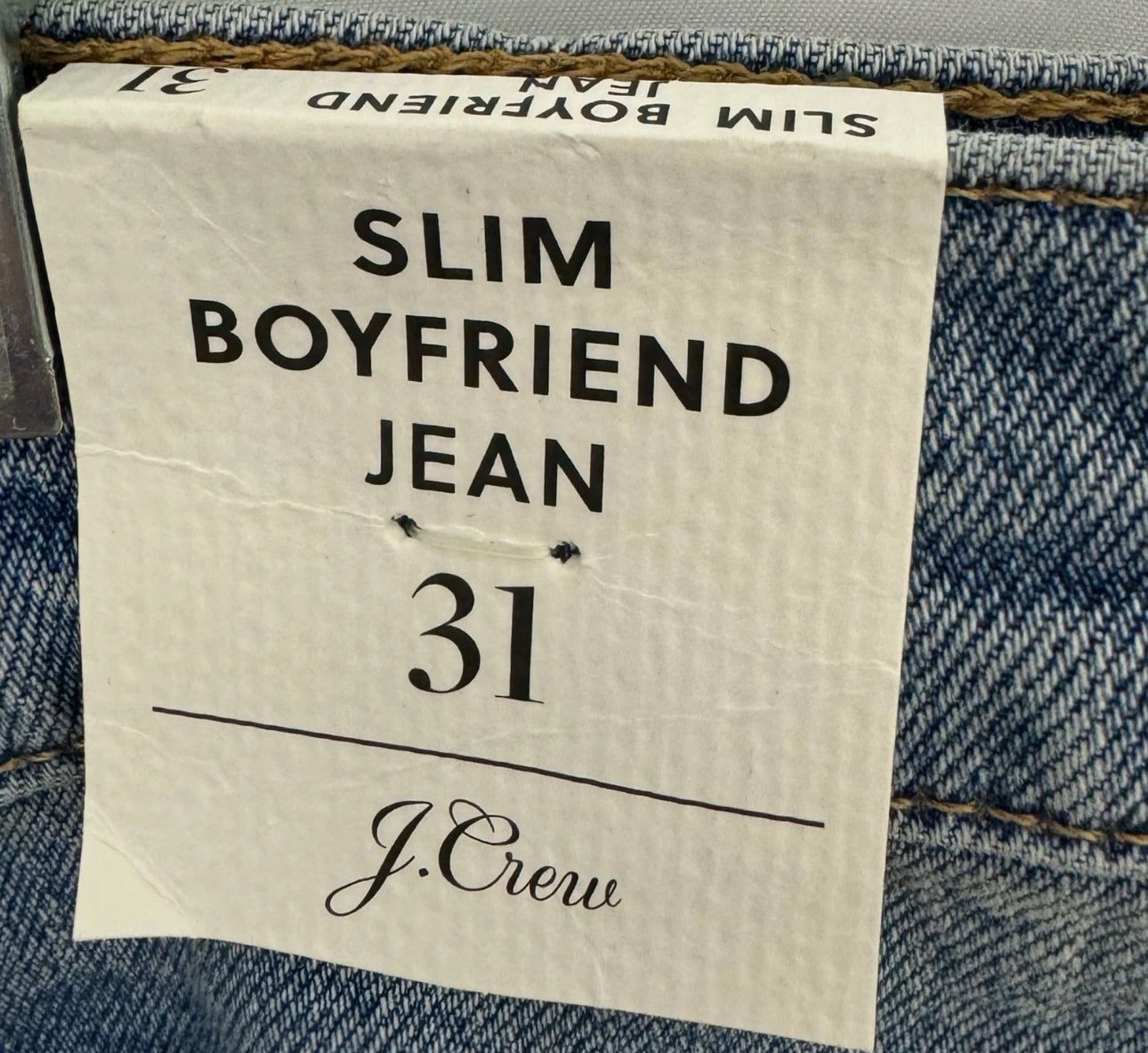 NWT J. Crew Women’s Slim Boyfriend Jeans Straight Leg Light Wash Denim Sz 31