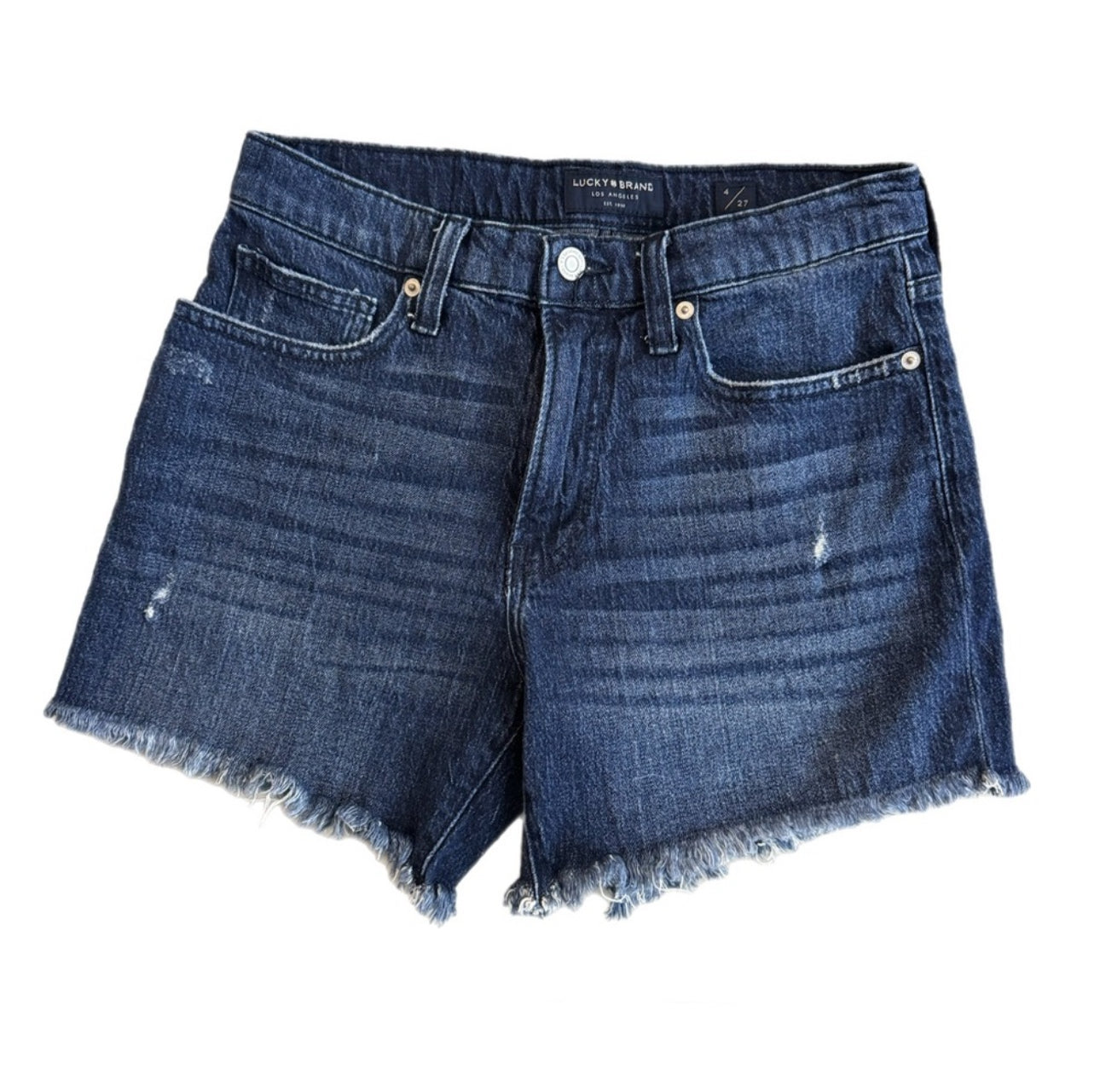 LUCKY BRAND Women's 90s Midi Shorts Dark Wash Vintage Style High Rise Sz 4/27