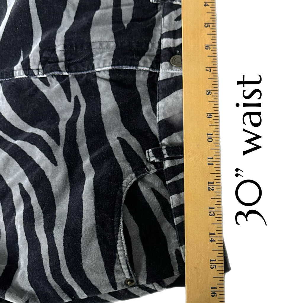 Boden Velvet Womens Sz 8 Zebra Print Skirt Mod Cotton Black Gray Mini Pencil