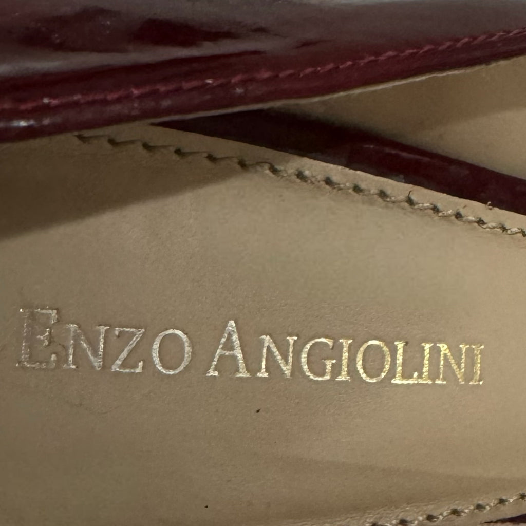 Enzo Angiolini High Heels Women’s Merlot Snake Skin Vegan Patent Leather Sz 6