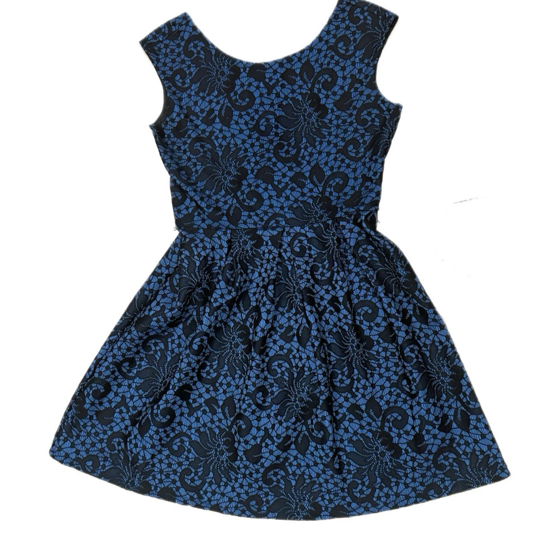 Vintage Neiman Marcus Navy Lace Fit & Flare Cocktail Dress Classic Elegance Sz 10
