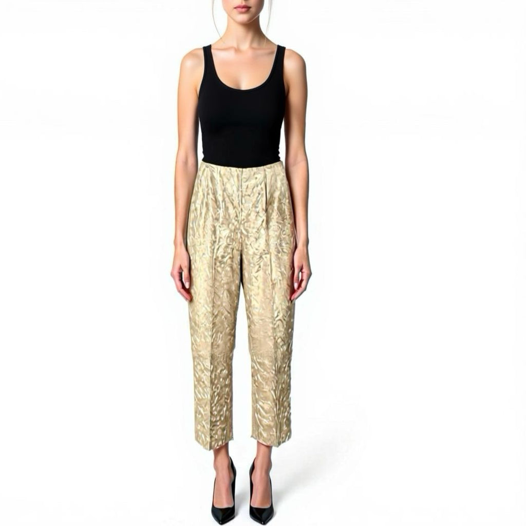 Vintage TALBOTS Petites 100% Silk Pant 28” High Rise Straight Sz 10 (fits 6/8)P