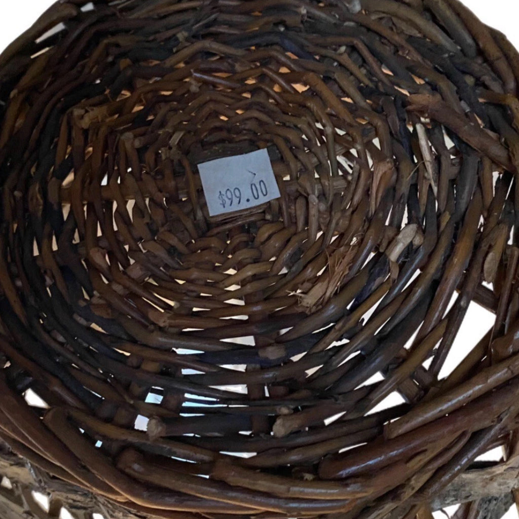Woven Wicker Birch Bark Basket Country Farmhouse Lodge Cabin Decor Rustic