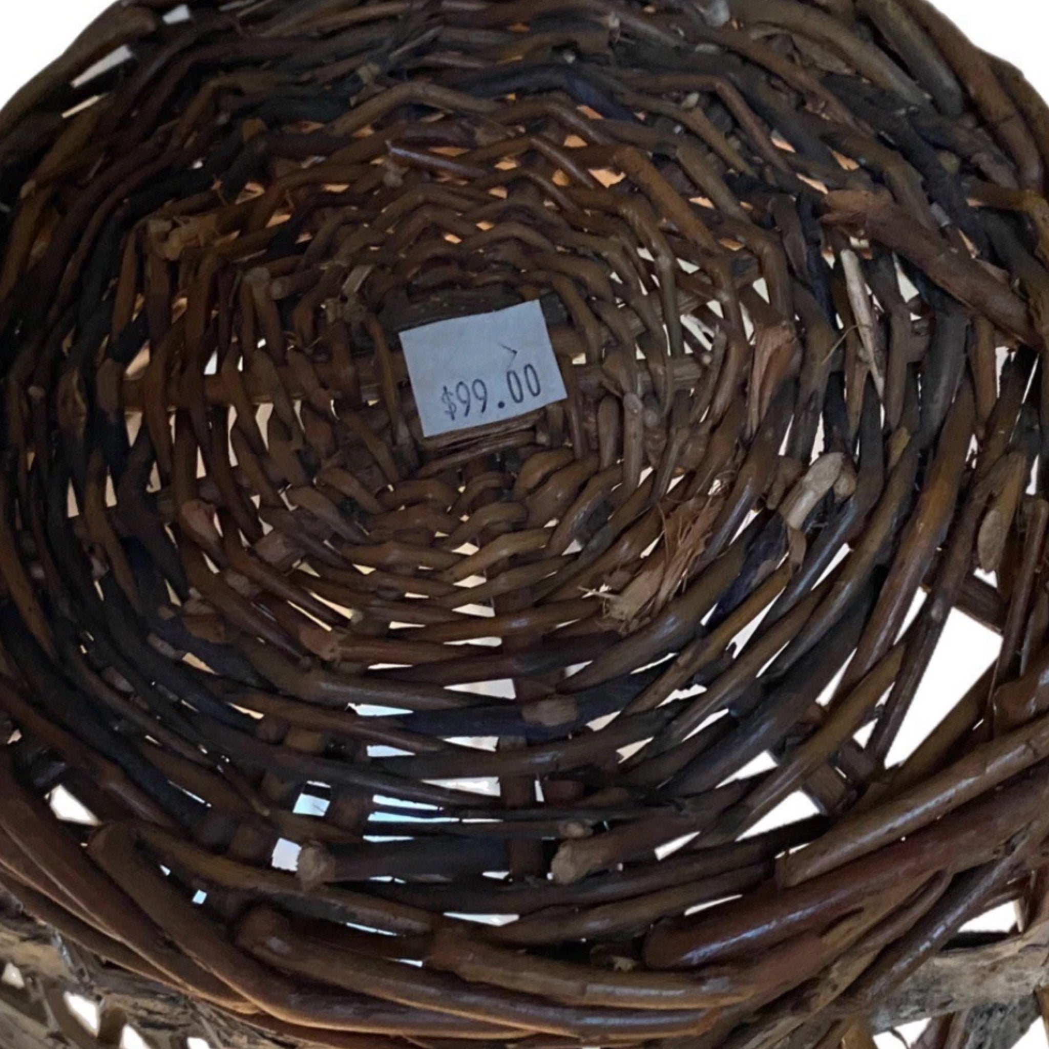 Woven Wicker Birch Bark Basket Country Farmhouse Lodge Cabin Decor Rustic