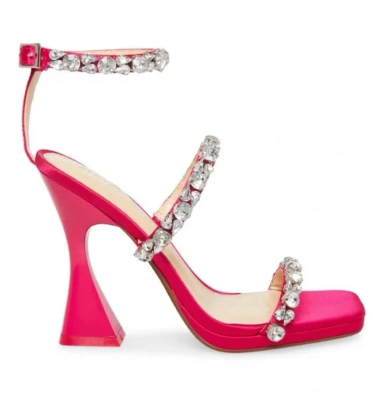 Betsey Johnson SB-Perry Women's Heels Pink Rhinestone Strap Blue Bottoms Sz 6.5