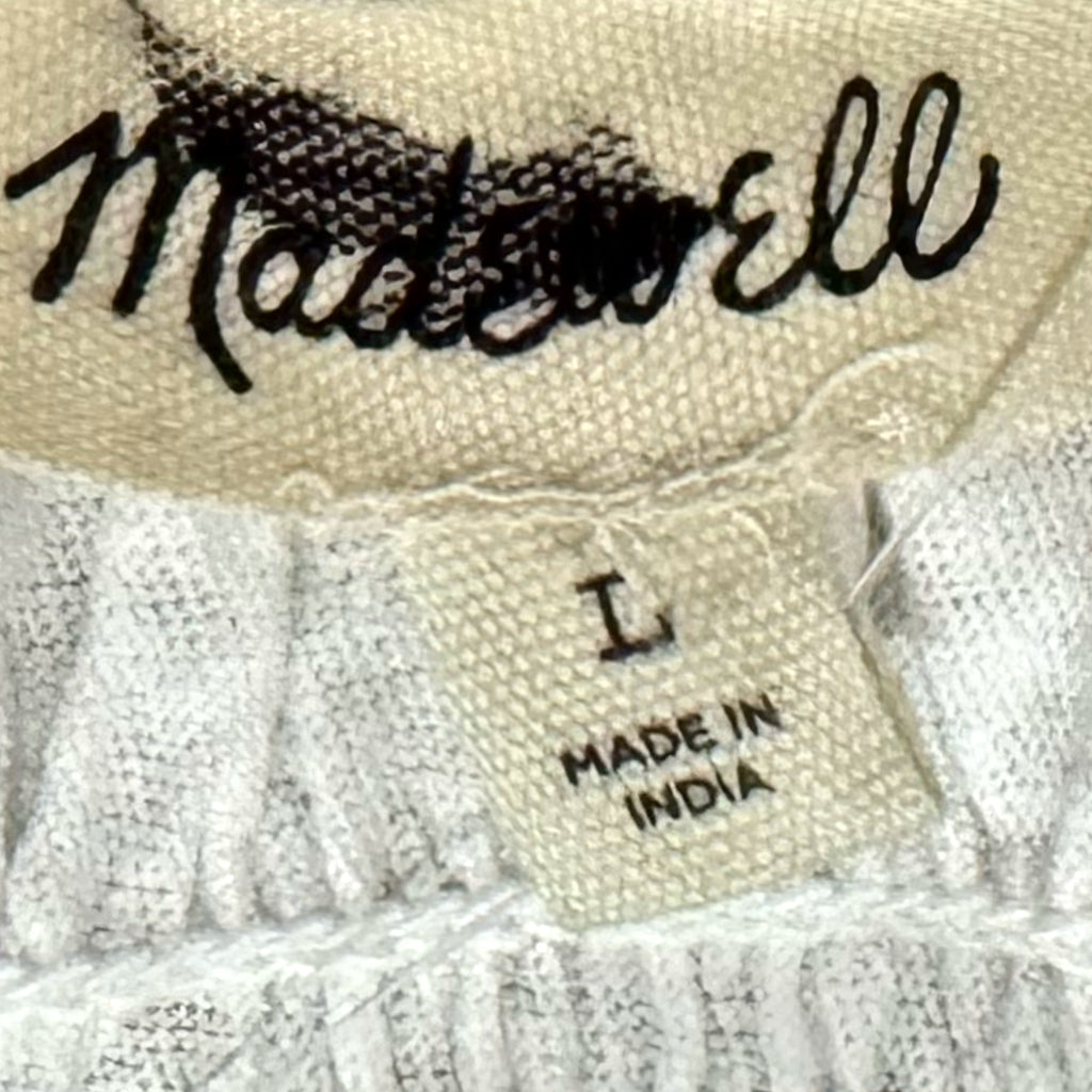Madewell Smocked Boatneck Tank Linen Blend Women’s Sz L Coastal Chic New