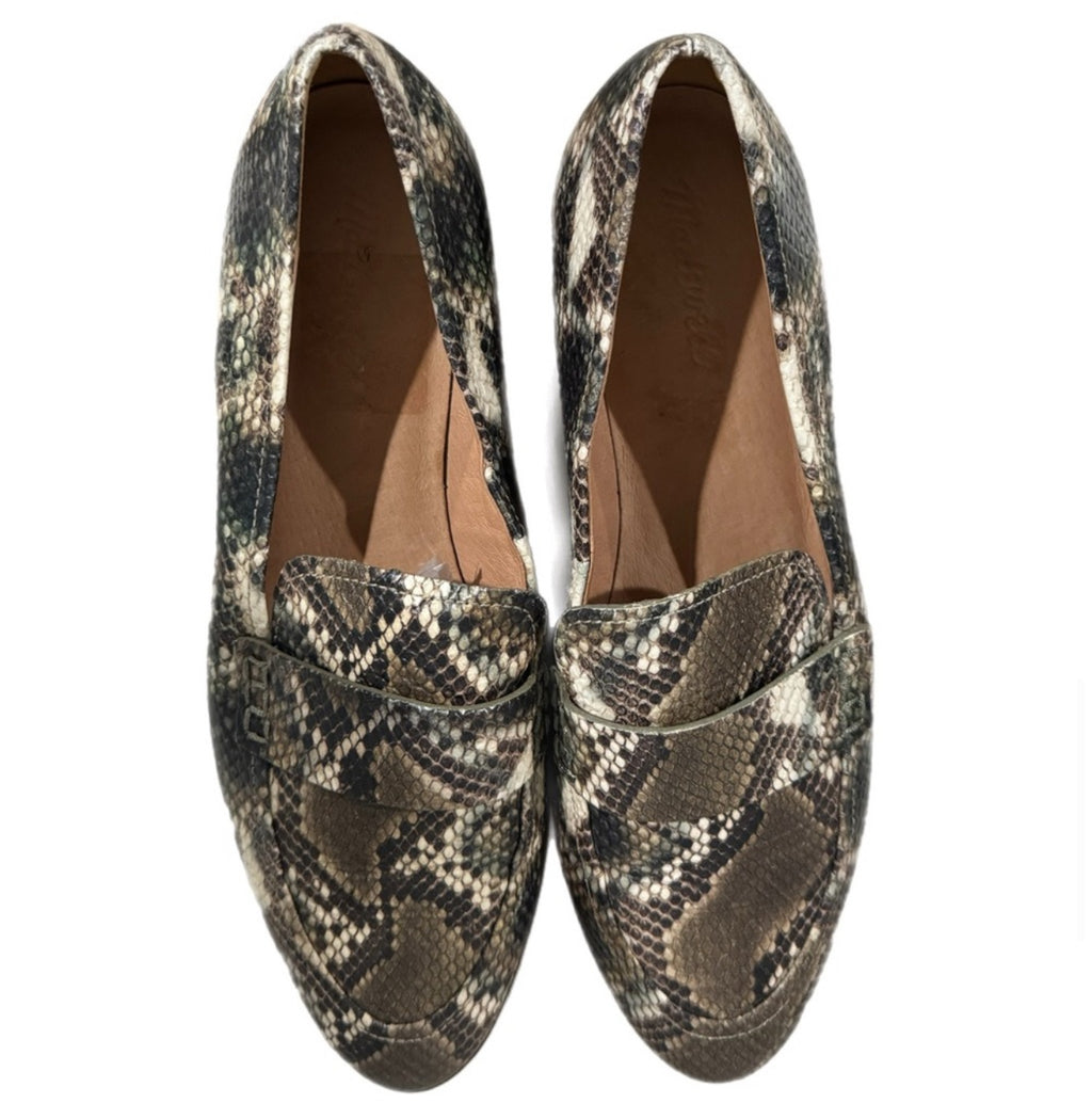 MADEWELL Genuine Leather Loafers Stamped Snake Preppy Lady Shoe Sz 10 MSRP $148