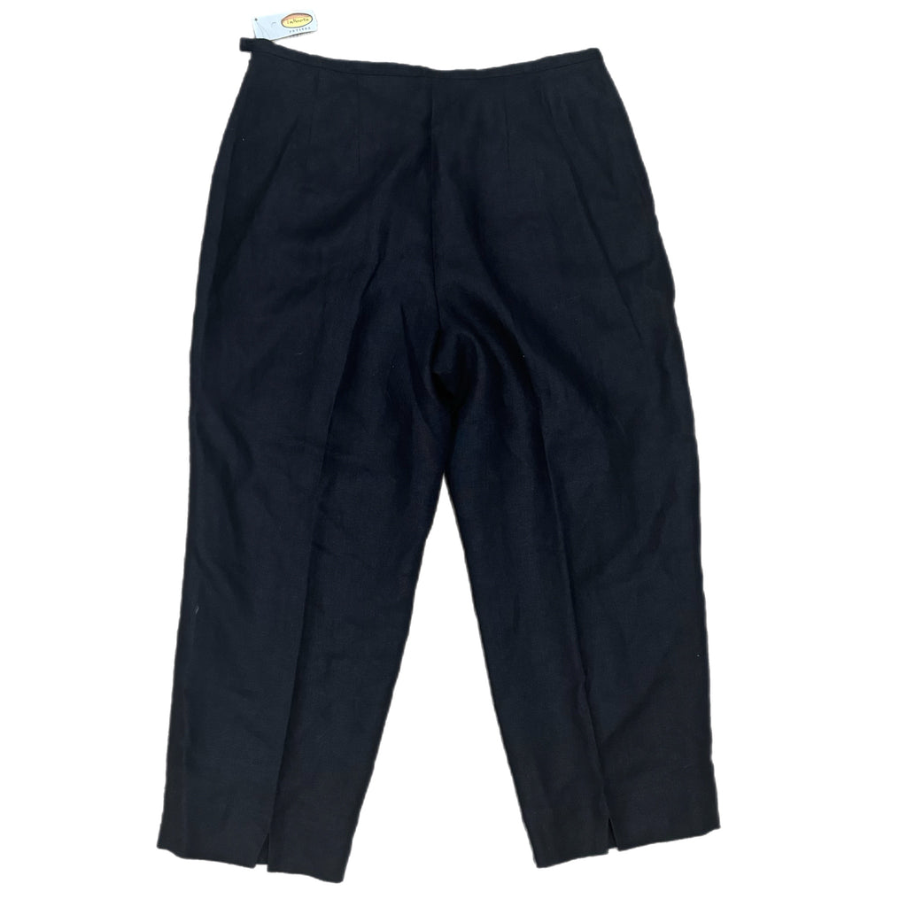 Vintage Talbots Petites 100% Irish Linen Black Straight Leg Ankle Pant Sz 10 NWT