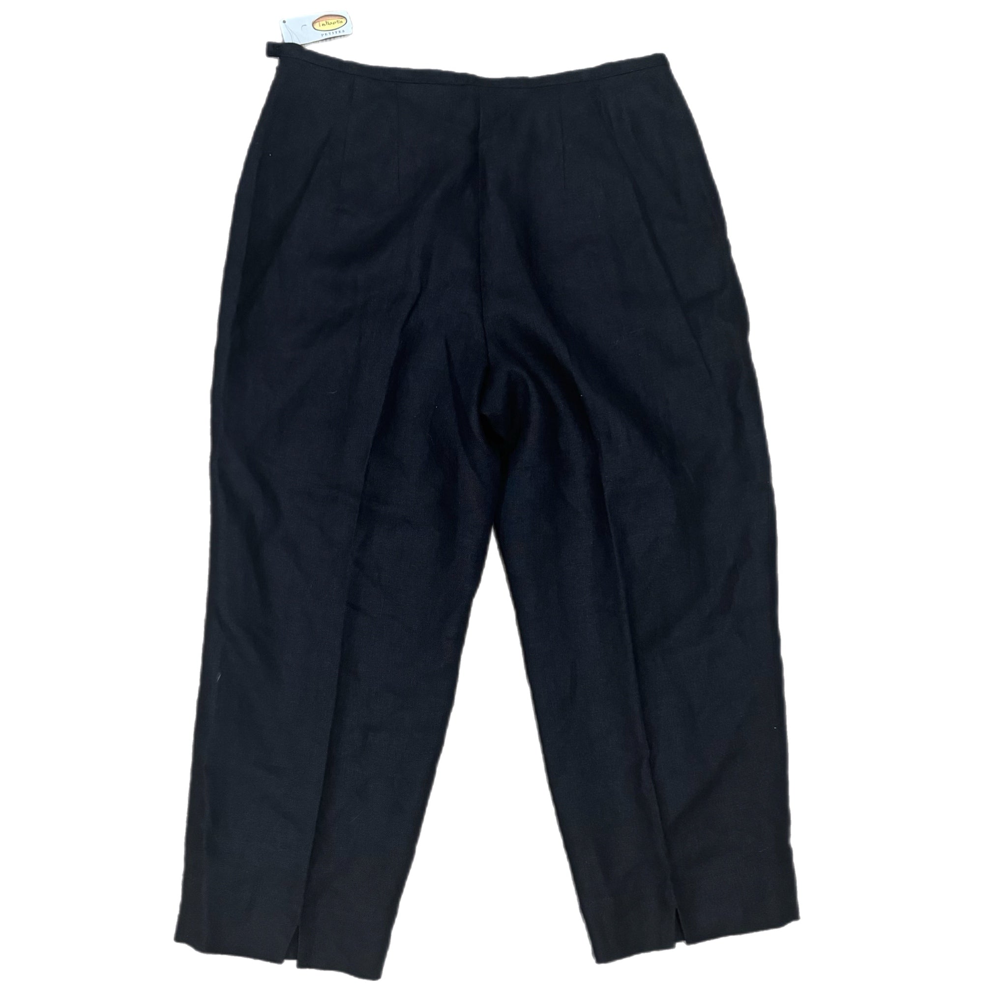 Vintage Talbots Petites 100% Irish Linen Black Straight Leg Ankle Pant Sz 10 NWT