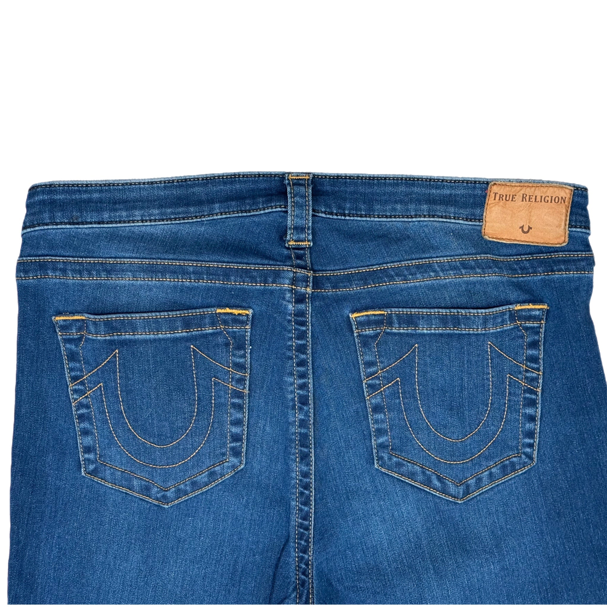 TRUE RELIGION Women’s Billie Straight Jeans Sz 34 Mid Rise 33.5” Inseam Slimming