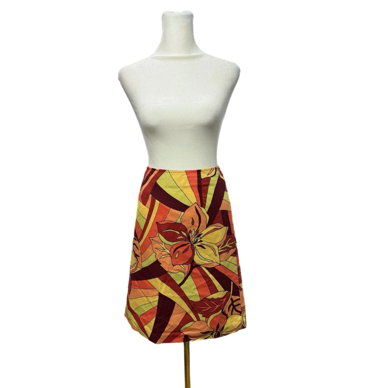 Vintage Talbots Women's A Line Skirt Hippie Chic Floral 100% Cotton Sz 10 Medium