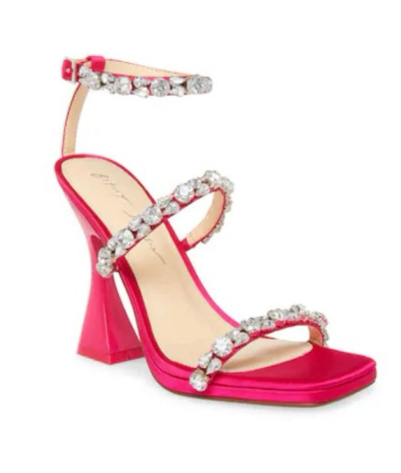 Betsey Johnson SB-Perry Women's Heels Pink Rhinestone Strap Blue Bottoms Sz 6.5