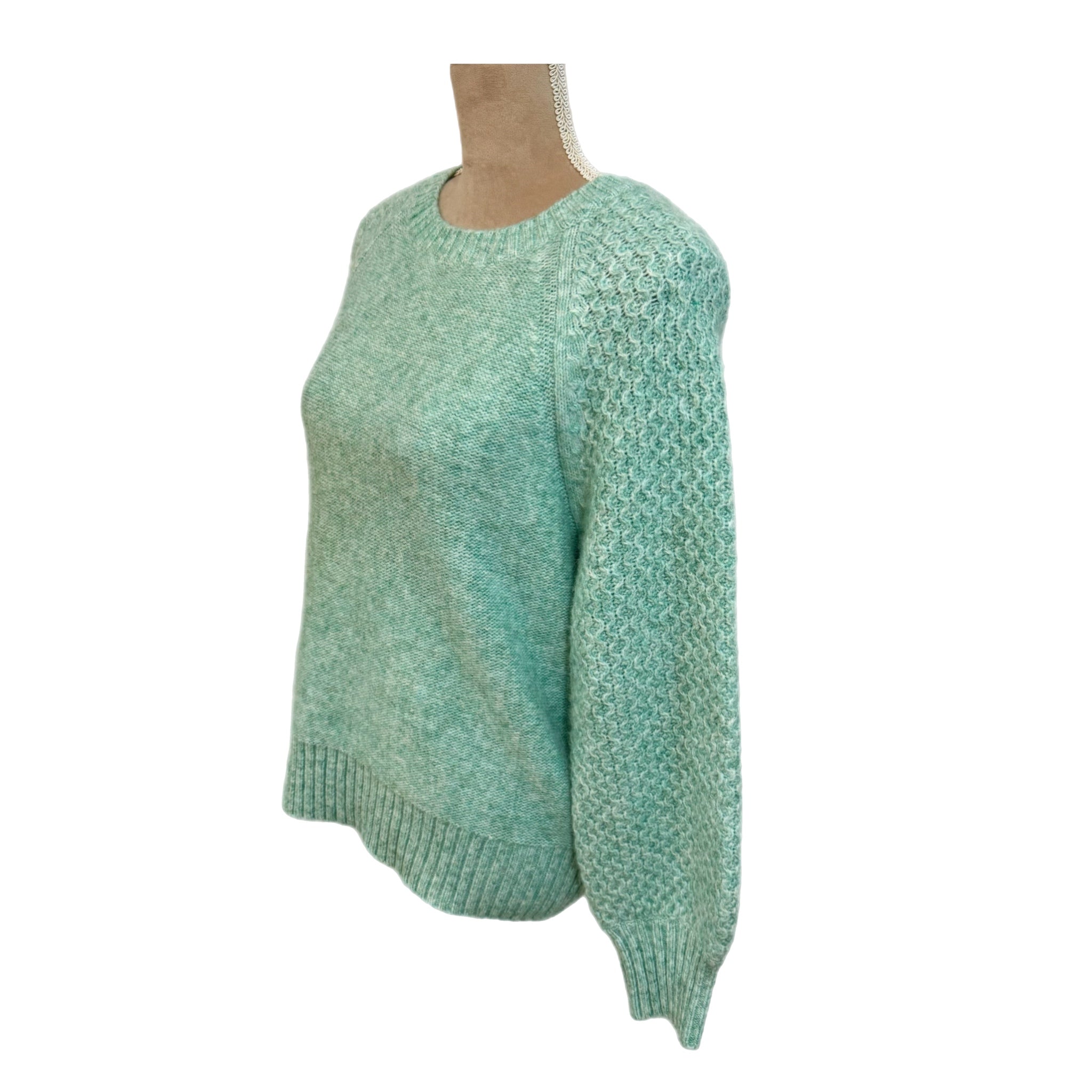 J.Crew Women’s  Multi Green Textured Knit Sweater Wool Alpaca Blend Sz M
