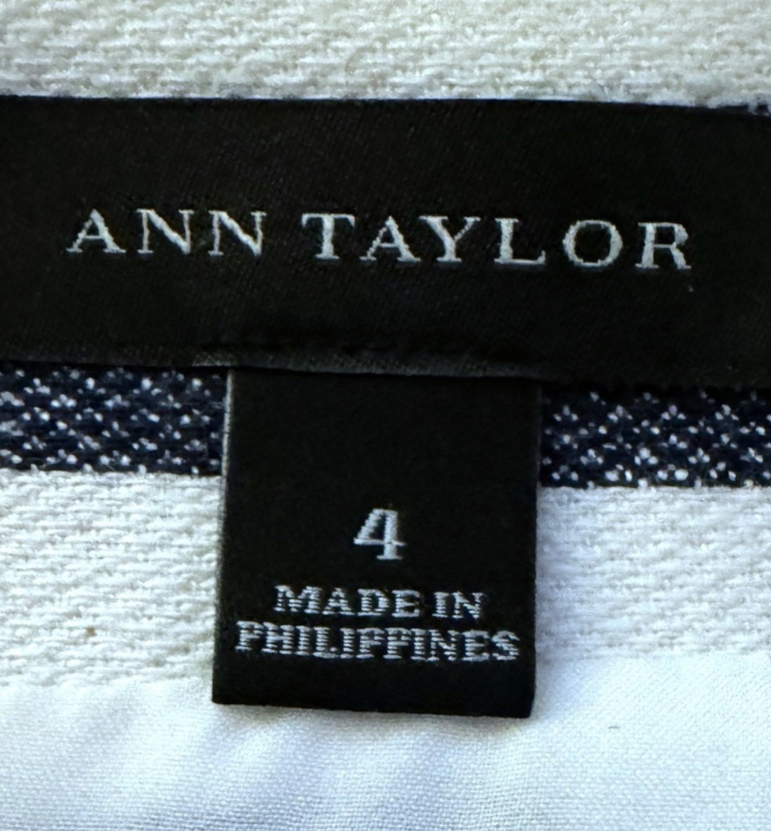 ANN TAYLOR Coastal Linen Blend Striped Pencil Skirt High Rise Navy White Size 4