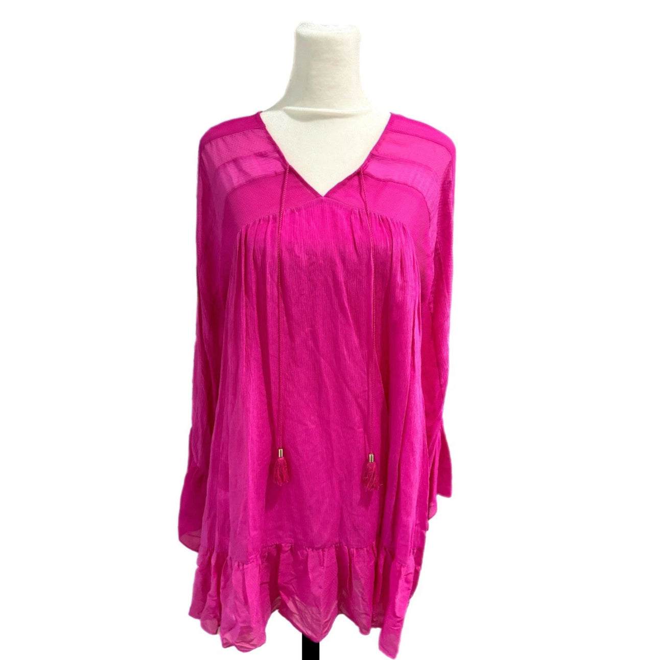 Rachel Zoe Designer Silk Boho Ruffle Lightweight Dress Long Sleeve Women’s Sz 2