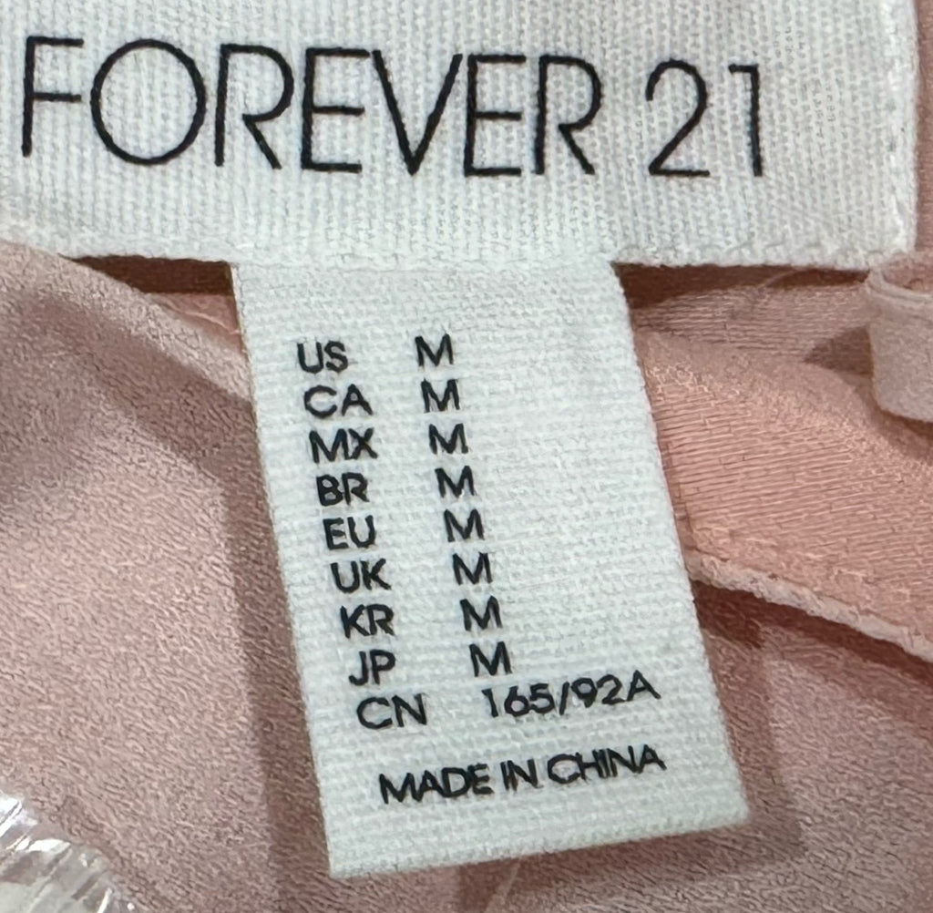 Forever 21 Women’s Lt Pink Cami Dress Whimsical Chiffon Embroidered Mini NWT Sz M