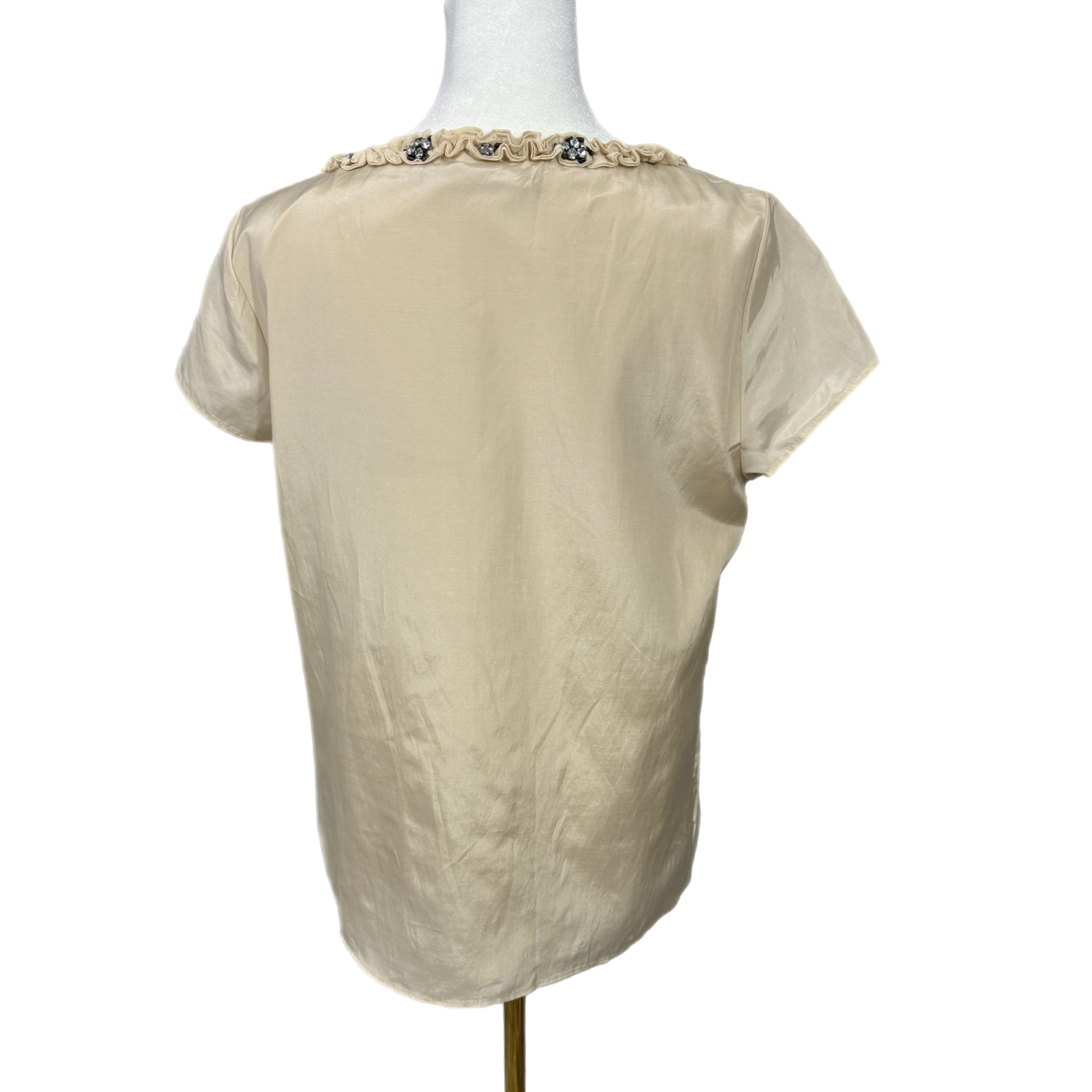 Rare BODEN LIMITED EDITION Embellished Silk Blend Top in Champagne Womens Sz 8