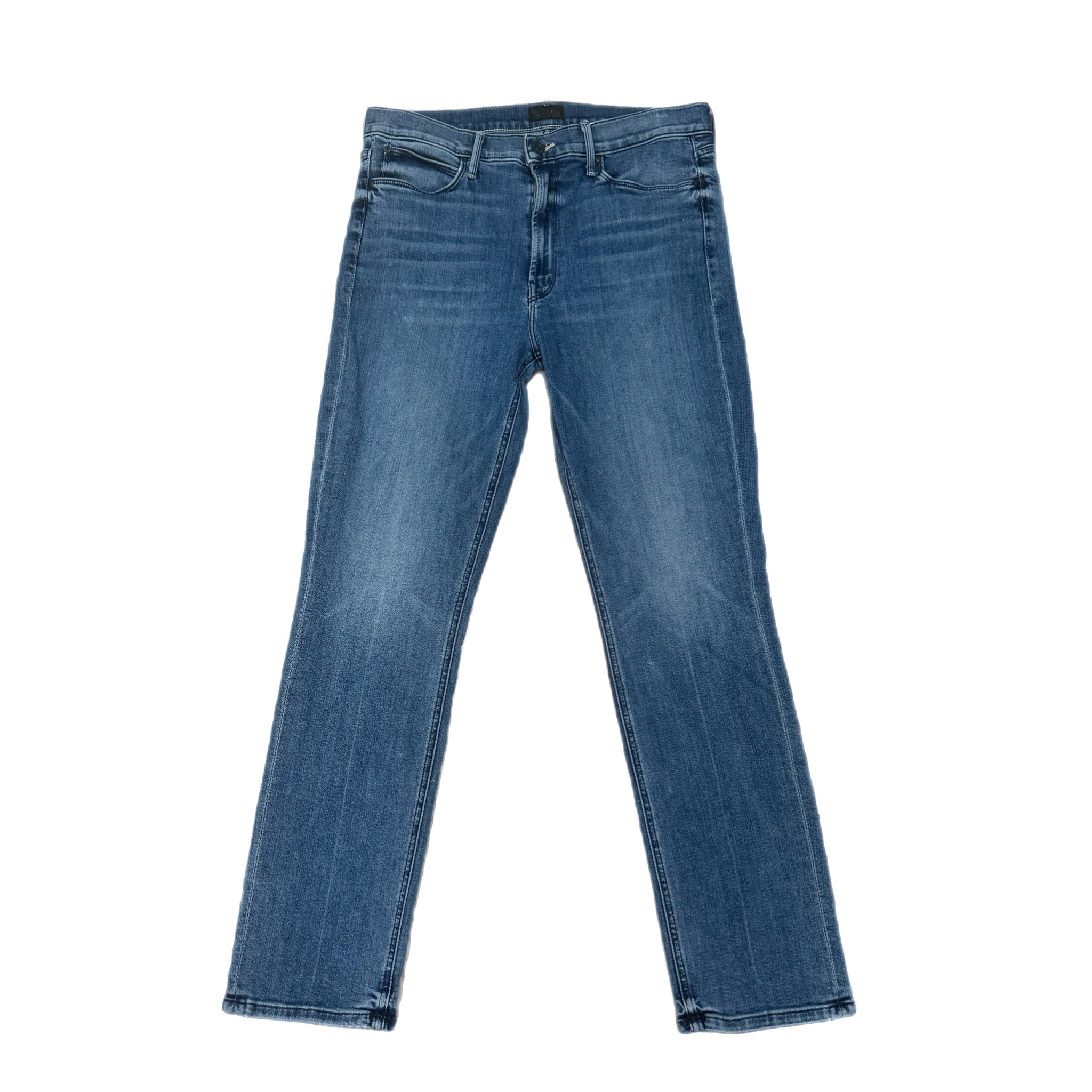 MOTHER Jeans Sz 32 Mid Rise Straight Ankle Denim We The Animals Wash 90s Dazzler