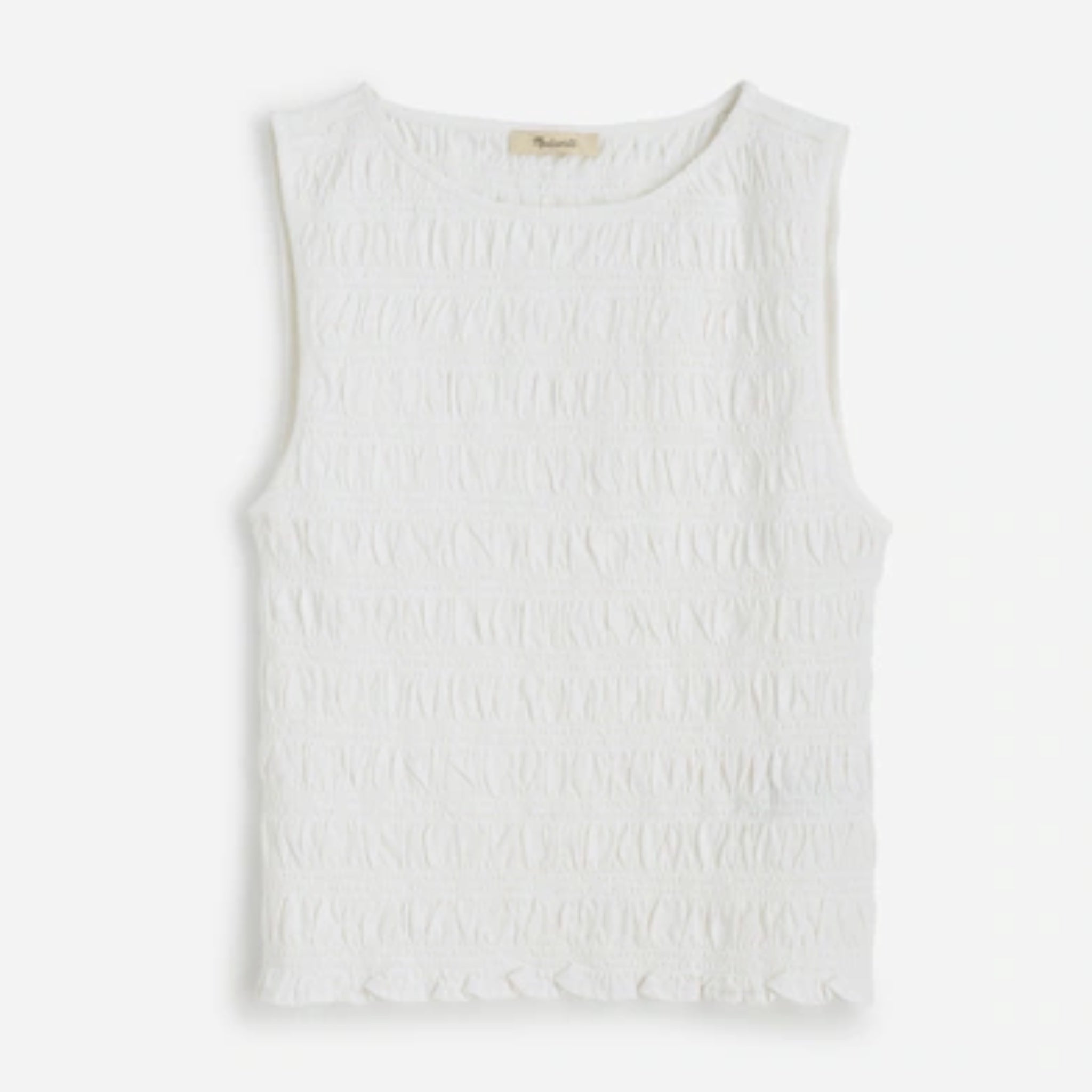 Madewell Smocked Boatneck Tank Linen Blend Women’s Sz L Coastal Chic New