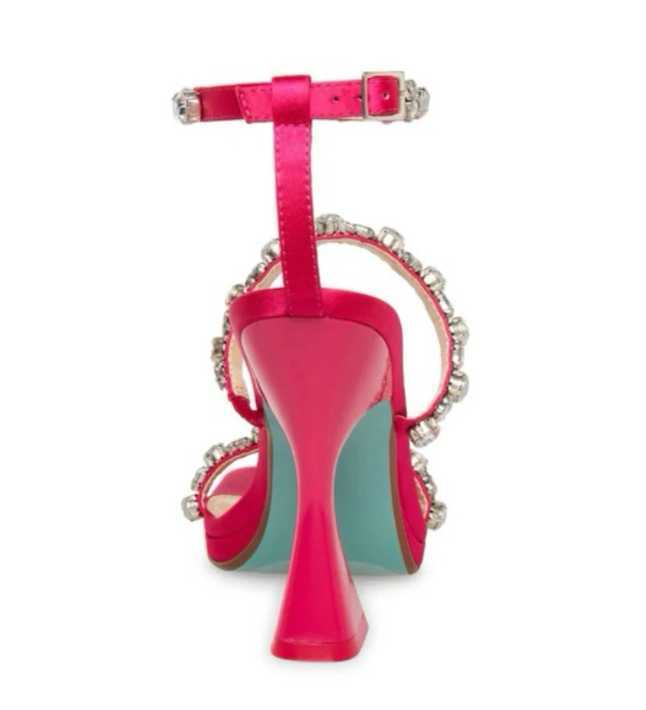 Betsey Johnson SB-Perry Women's Heels Pink Rhinestone Strap Blue Bottoms Sz 6.5