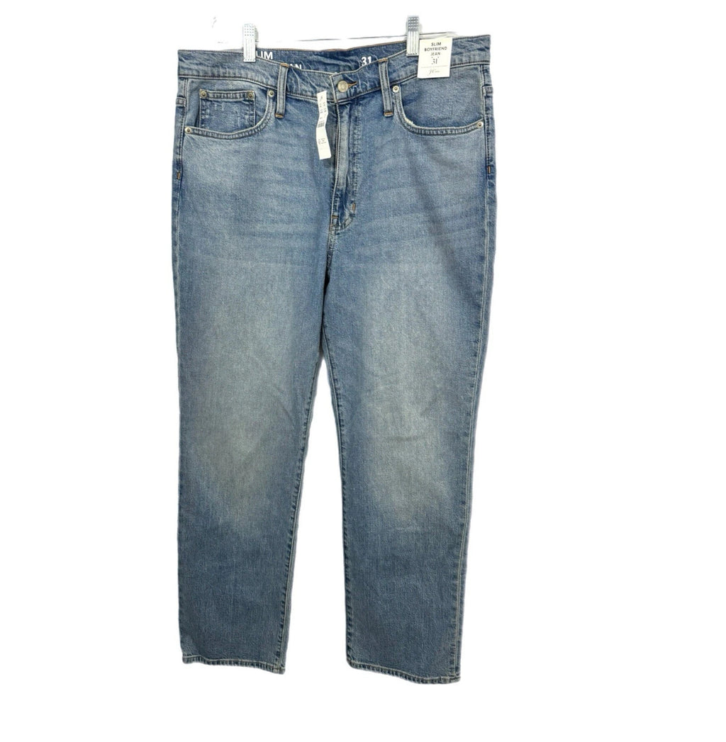 NWT J. Crew Women’s Slim Boyfriend Jeans Straight Leg Light Wash Denim Sz 31