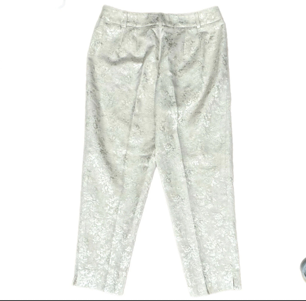 TALBOTS Petites Made In Italy Metallic Floral Brocade Pant Elegant Trouser Sz 8/10