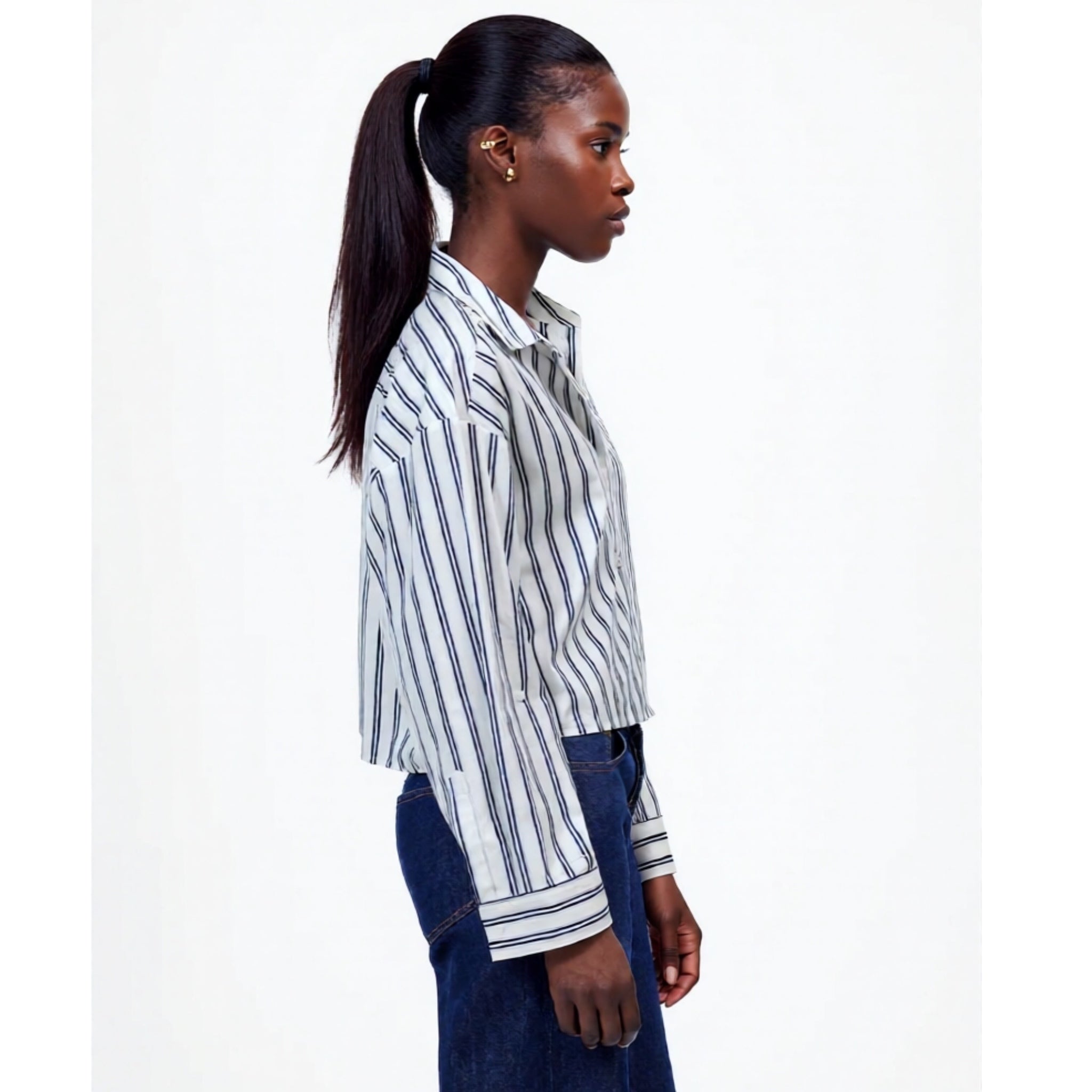 Madewell Straight-Hem Shirt Womens Sz S Oversized Boxy Striped Cotton Poplin New