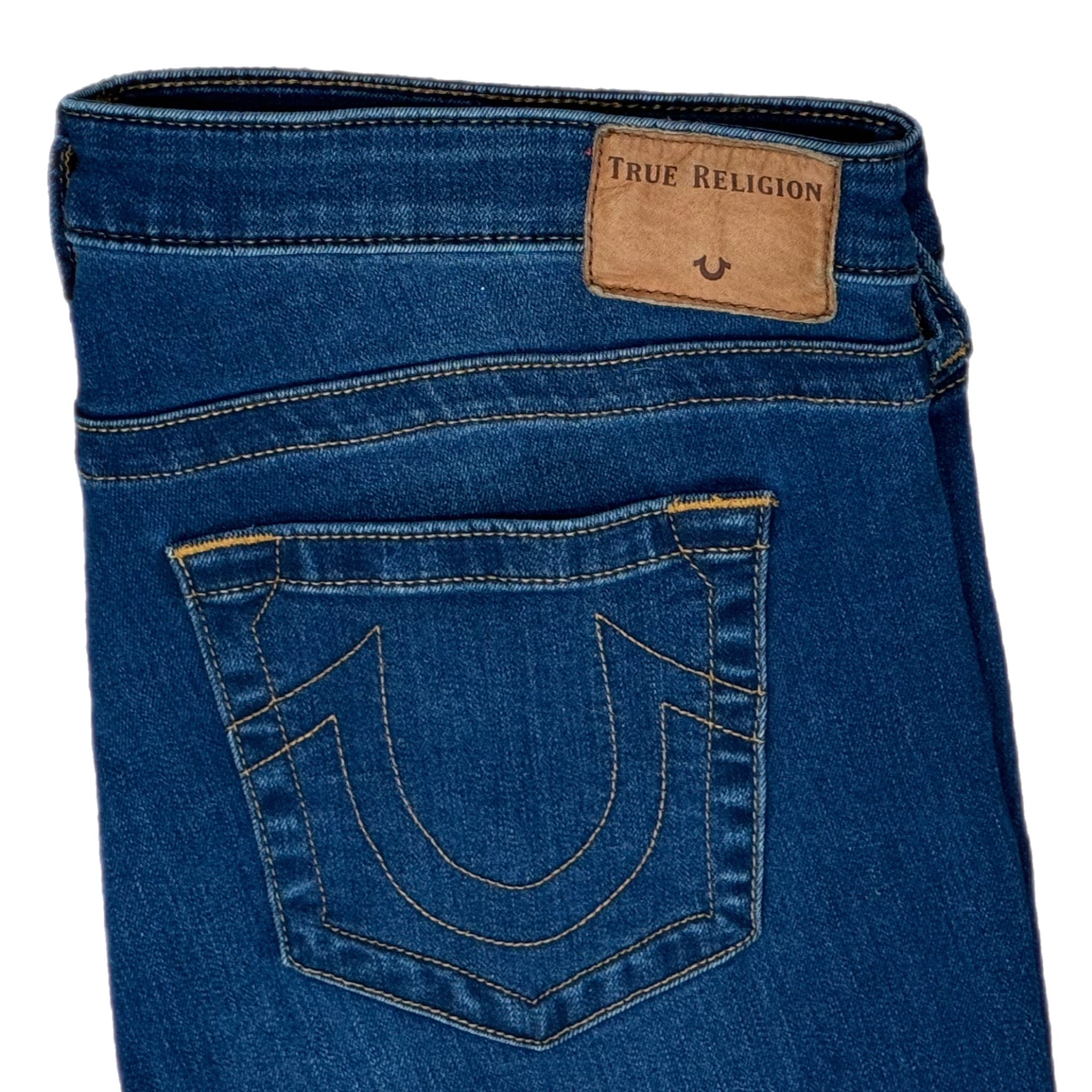TRUE RELIGION Women’s Billie Straight Jeans Sz 34 Mid Rise 33.5” Inseam Slimming