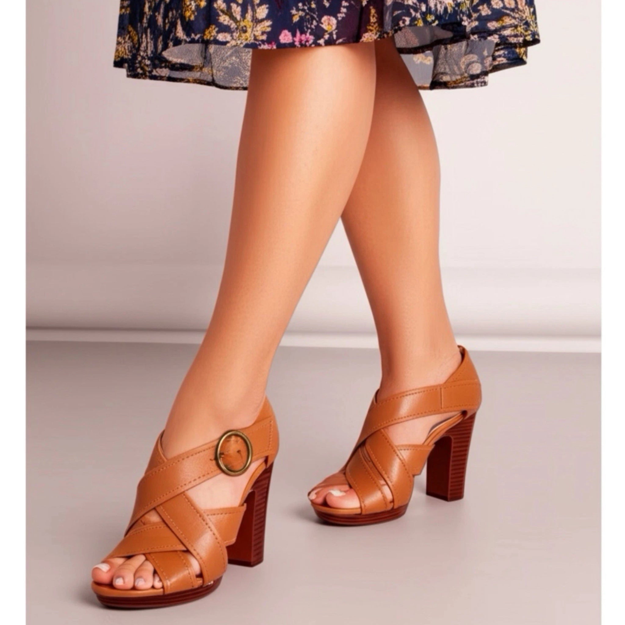 Seychelles Route Heels Brown Leather Sandals From Anthropologie  Sz 7.5