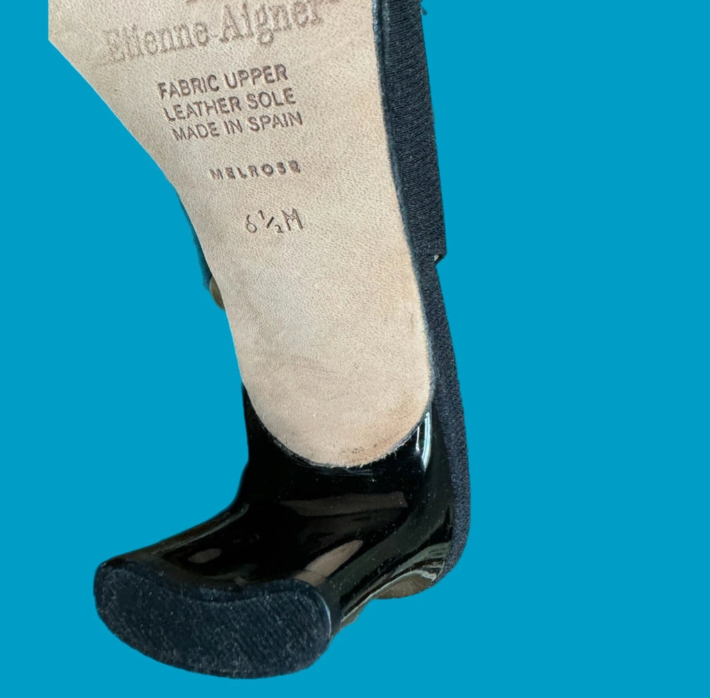 Vintage 90s Etienne Aigner Black Melrose Slingback Heels Leather Sole SPAIN 6.5