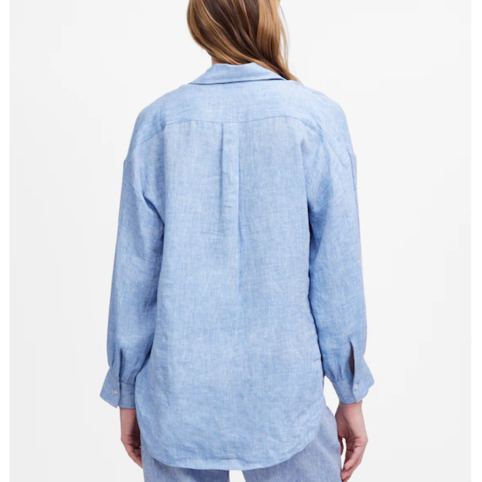 MADEWELL Shirred Button Up Linen Shirt Women’s Sz Small Sunfaded Blue Top NWT