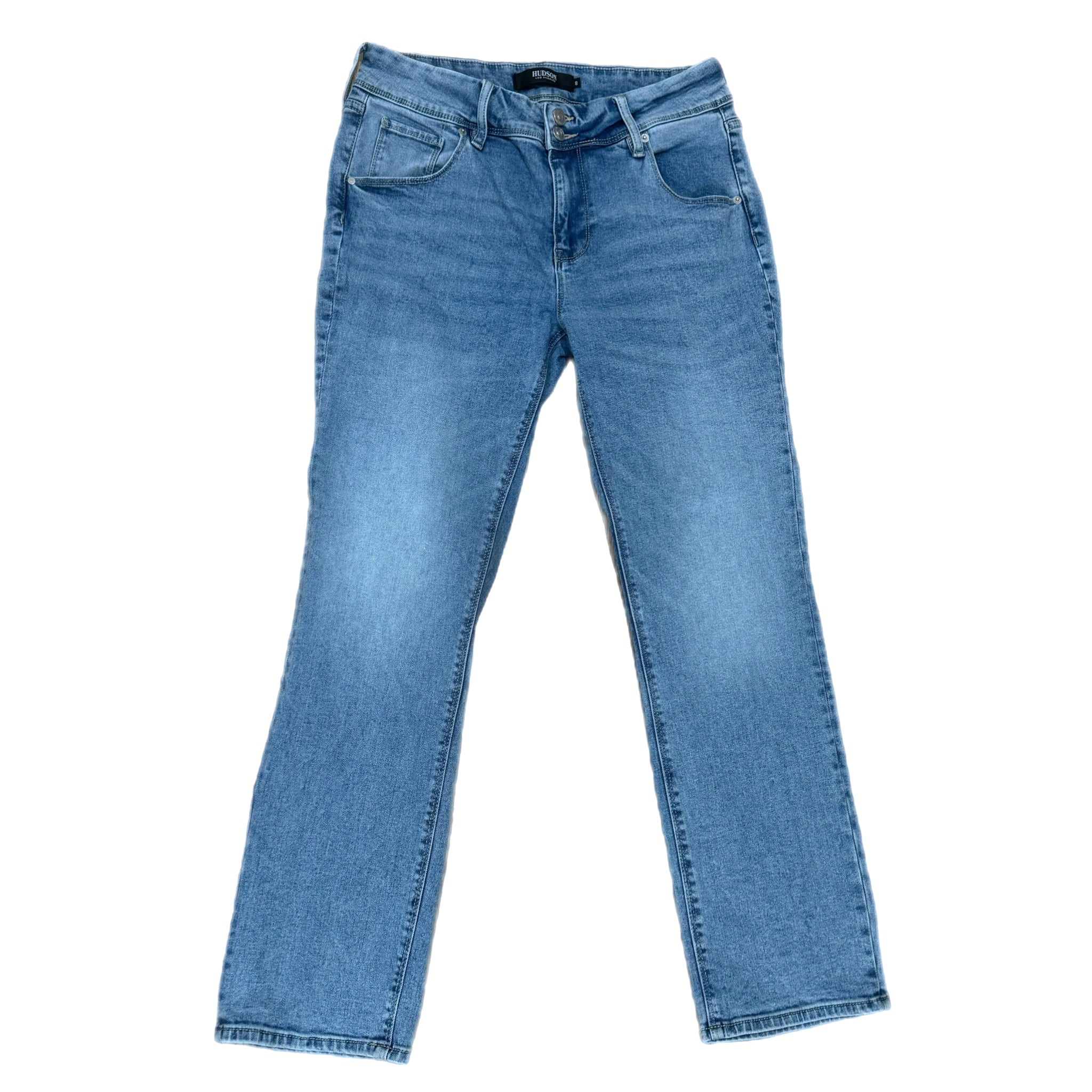 HUDSON Jeans Women’s Light Wash Straight Leg Flap Pockets Denim Mid Rise Sz 8