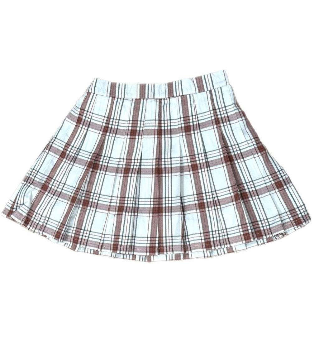 Aerie AEO Plaid Pleated Class Act Mini Skirt Stretchy Waist NWT Size M