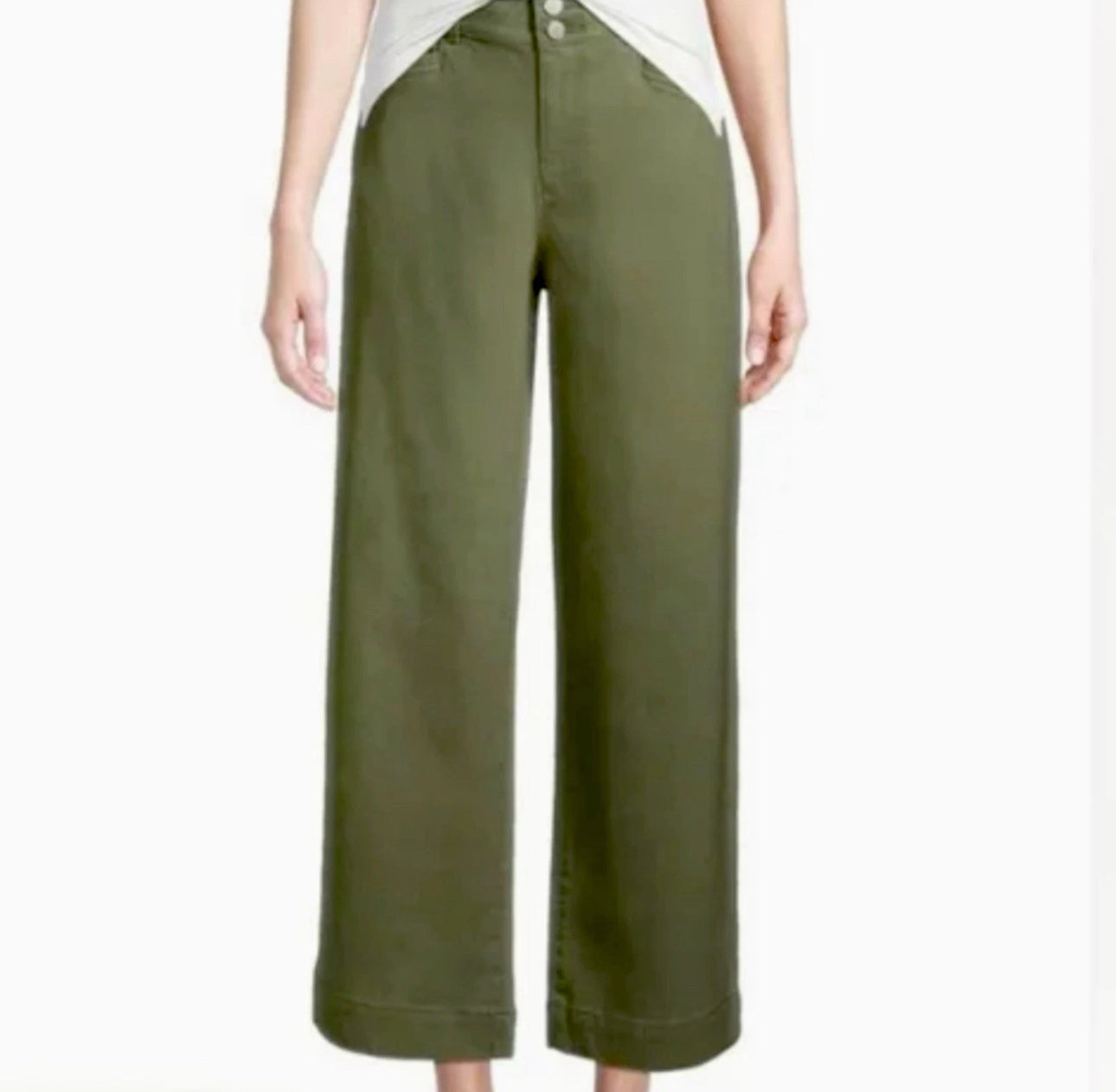 Ann Taylor High Rise Slim Wide Leg Crop Pants Olive Trousers NWT Sz 14