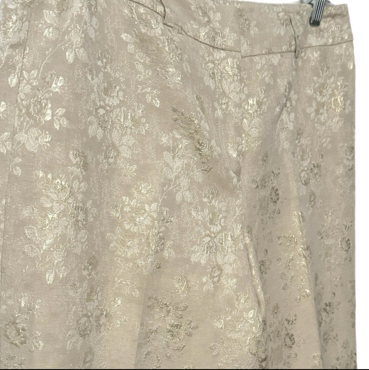 TALBOTS Petites Made In Italy Metallic Floral Brocade Pant Elegant Trouser Sz 8/10