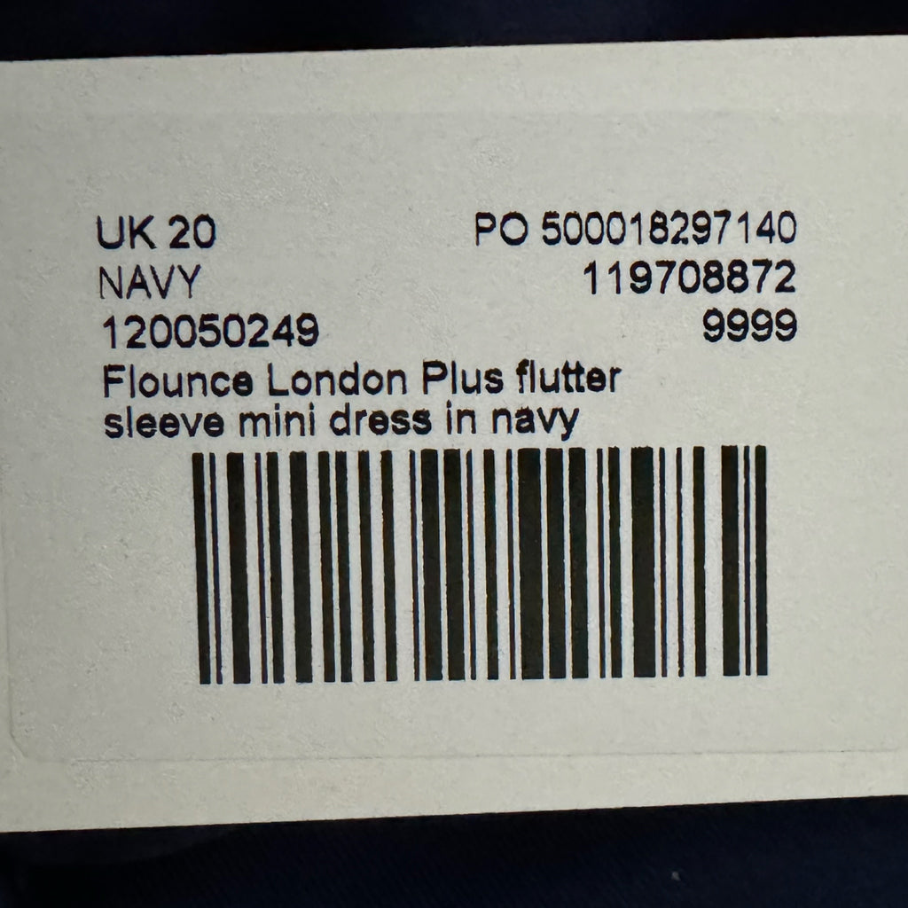 FLOUNCE LONDON Navy Satin Flutter Sleeve Mini Dress Short Sleeve V Neck Sz 16