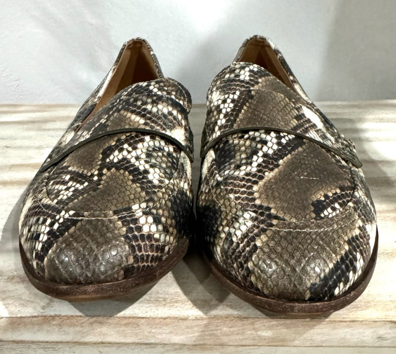 MADEWELL Genuine Leather Loafers Stamped Snake Preppy Lady Shoe Sz 10 MSRP $148