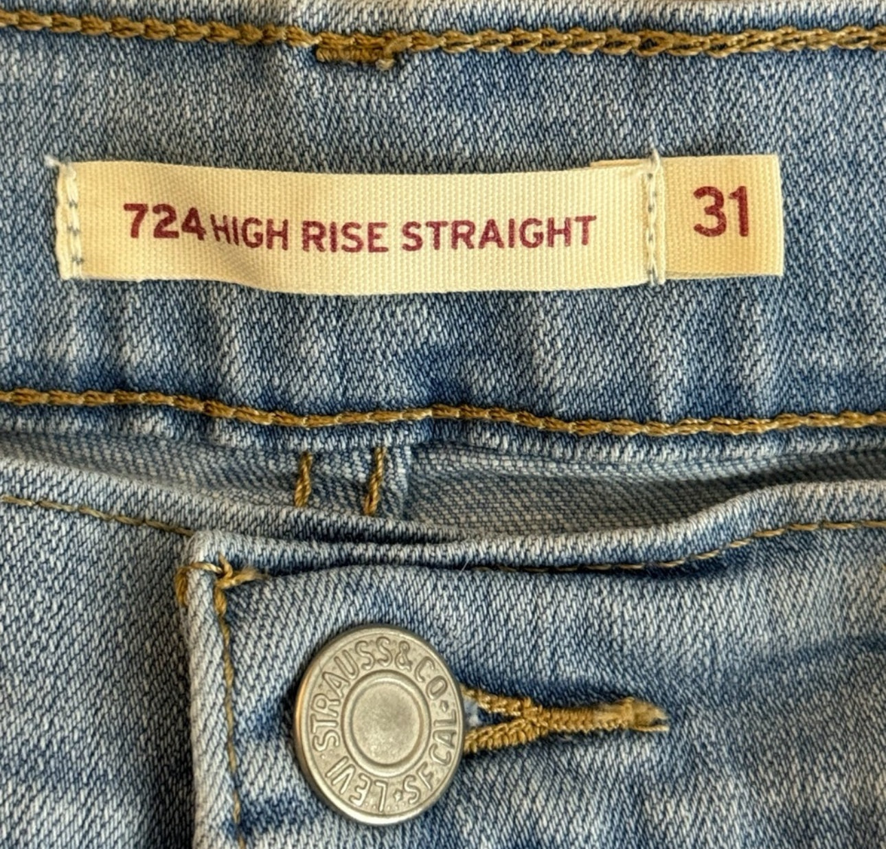 LEVI’S 724 High Rise Straight Jeans Women’s Light Wash Stretch Denim Classic Fit Sz 31
