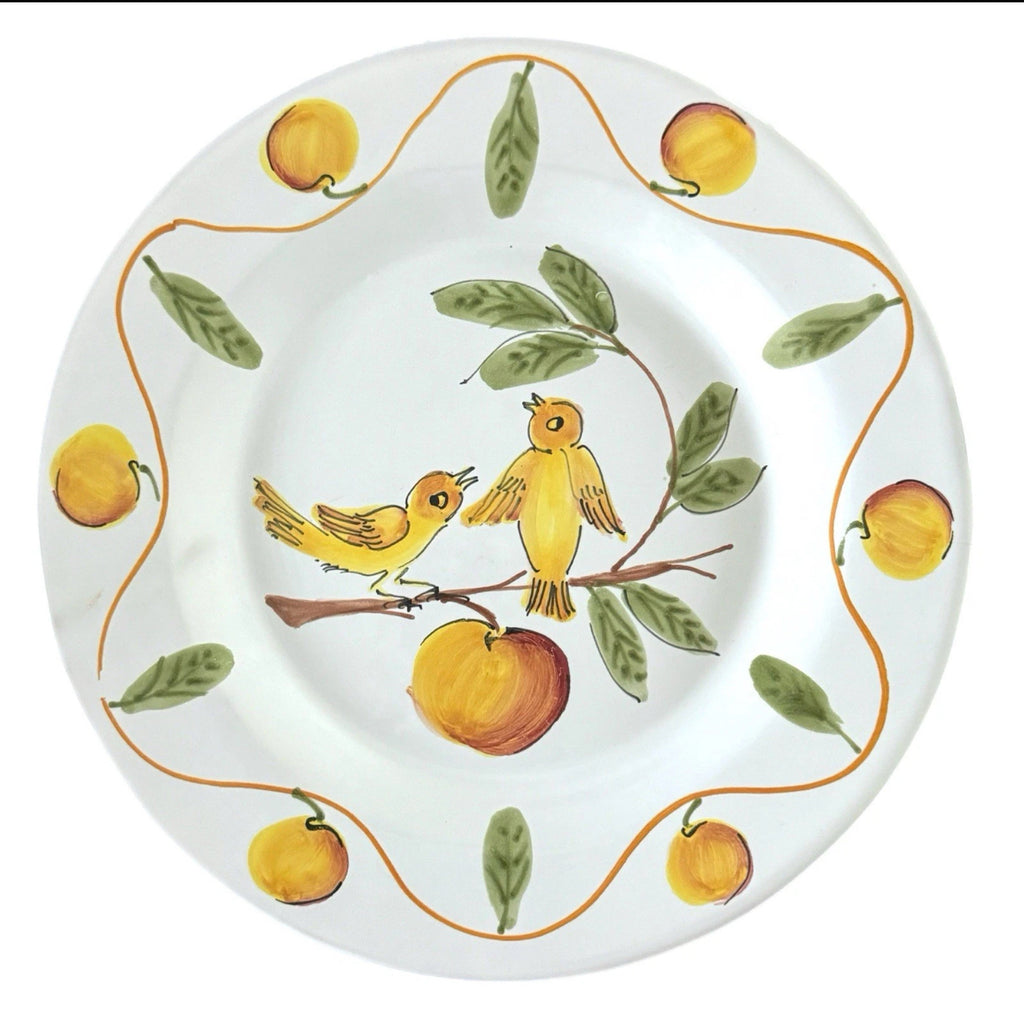 Lillian Vernon Made In Italy Yellow Birds Ceramic Decor Plate Painted Italian 9”
