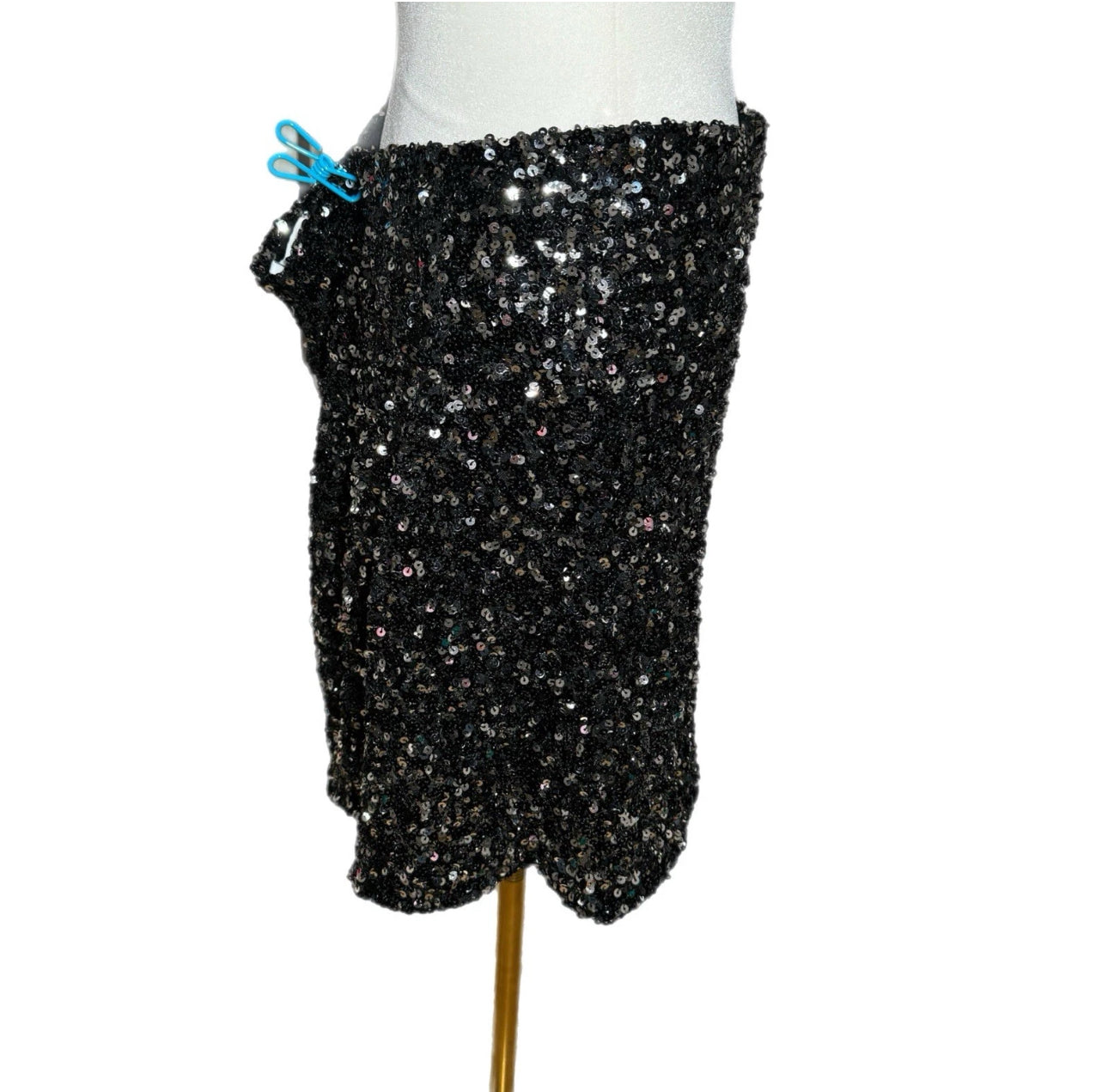 BAR III Women’s Sequined Black Mini Skirt Soft Lined Pull On Stretchy Sz XL