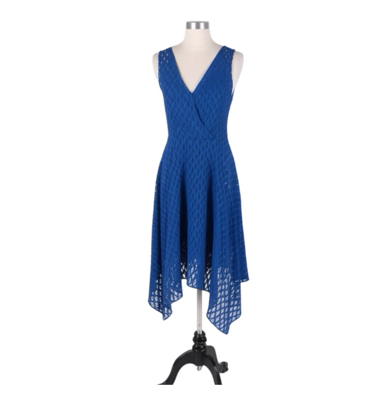 1 Shoshanna Emmy Cobalt Blue Midi Dress V-Neck Designer Classic Size 4 – MSRP $330