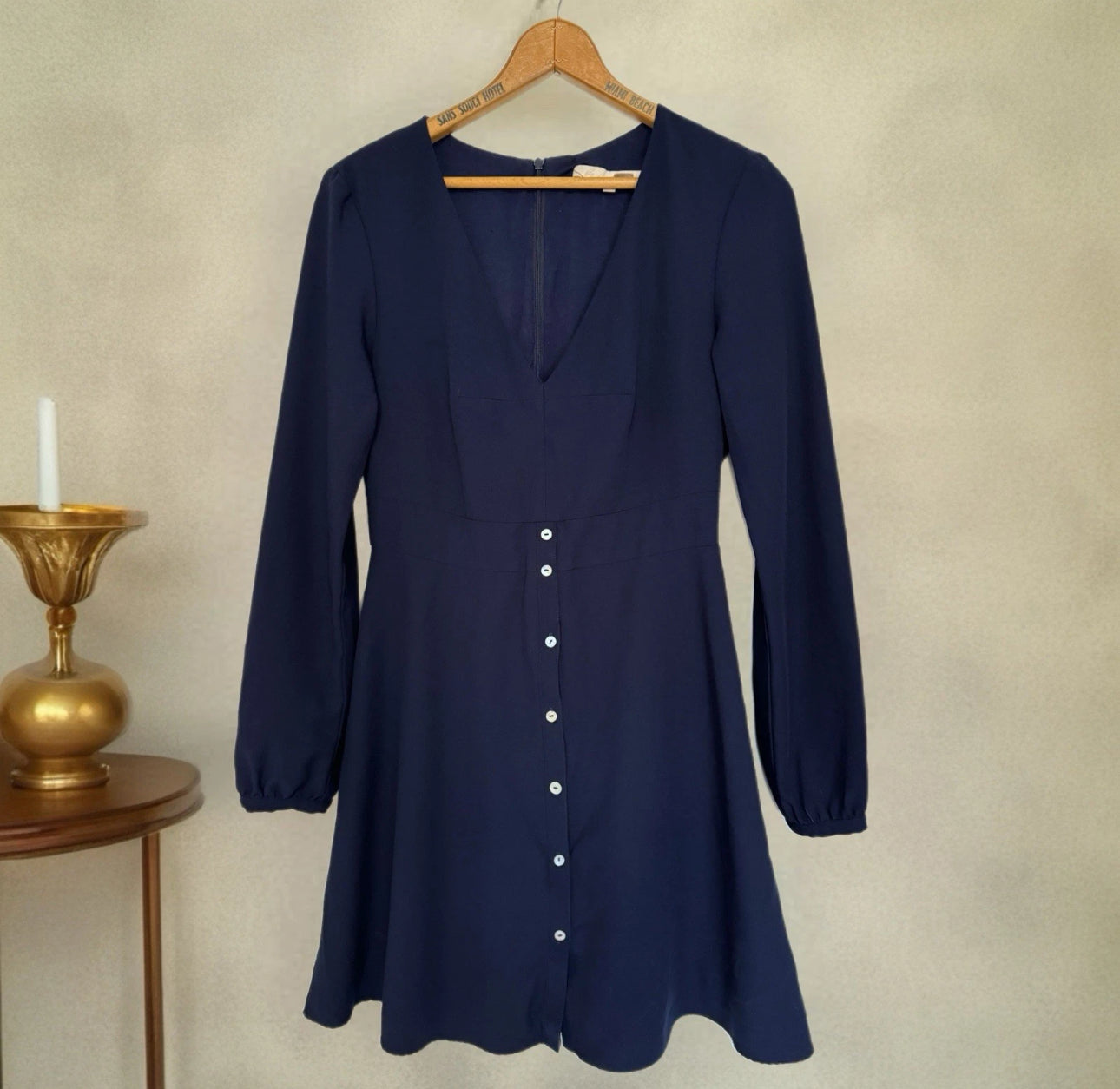 HUTCH Designer Navy Button Front Mini Dress Size S MSRP $290 Made in NYC