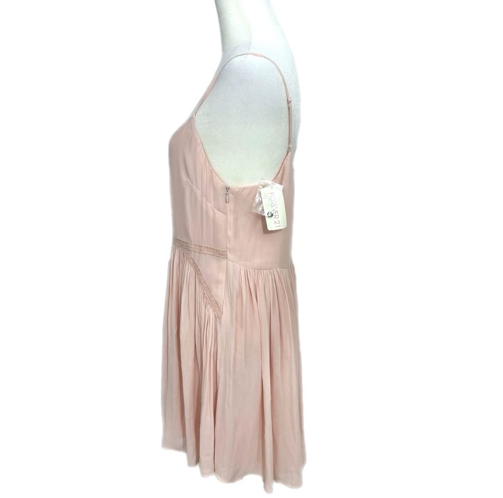 Forever 21 Women’s Lt Pink Cami Dress Whimsical Chiffon Embroidered Mini NWT Sz M