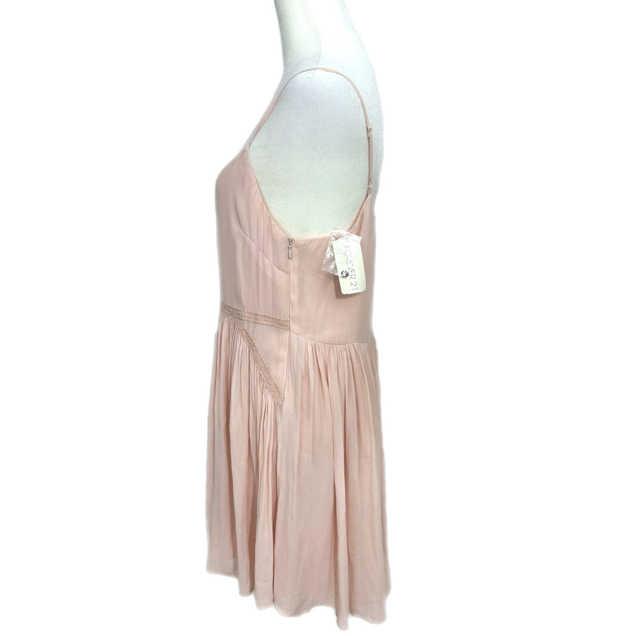 Forever 21 Women’s Lt Pink Cami Dress Whimsical Chiffon Embroidered Mini NWT Sz M